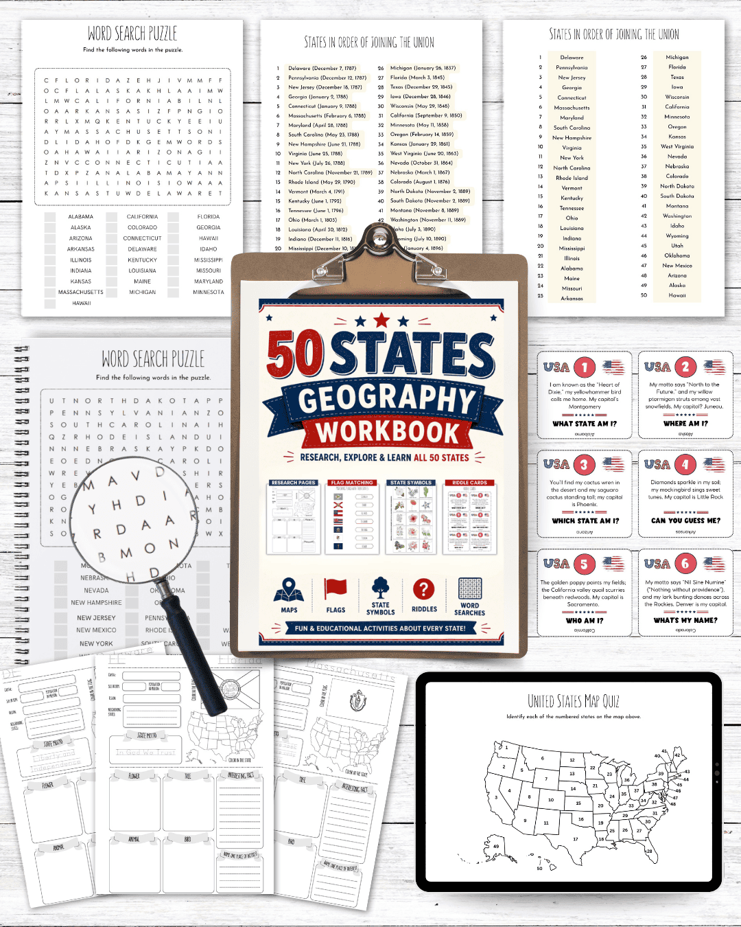 50 States USA Homeschool Workbook – Maps & Activities – My Mega Bundles