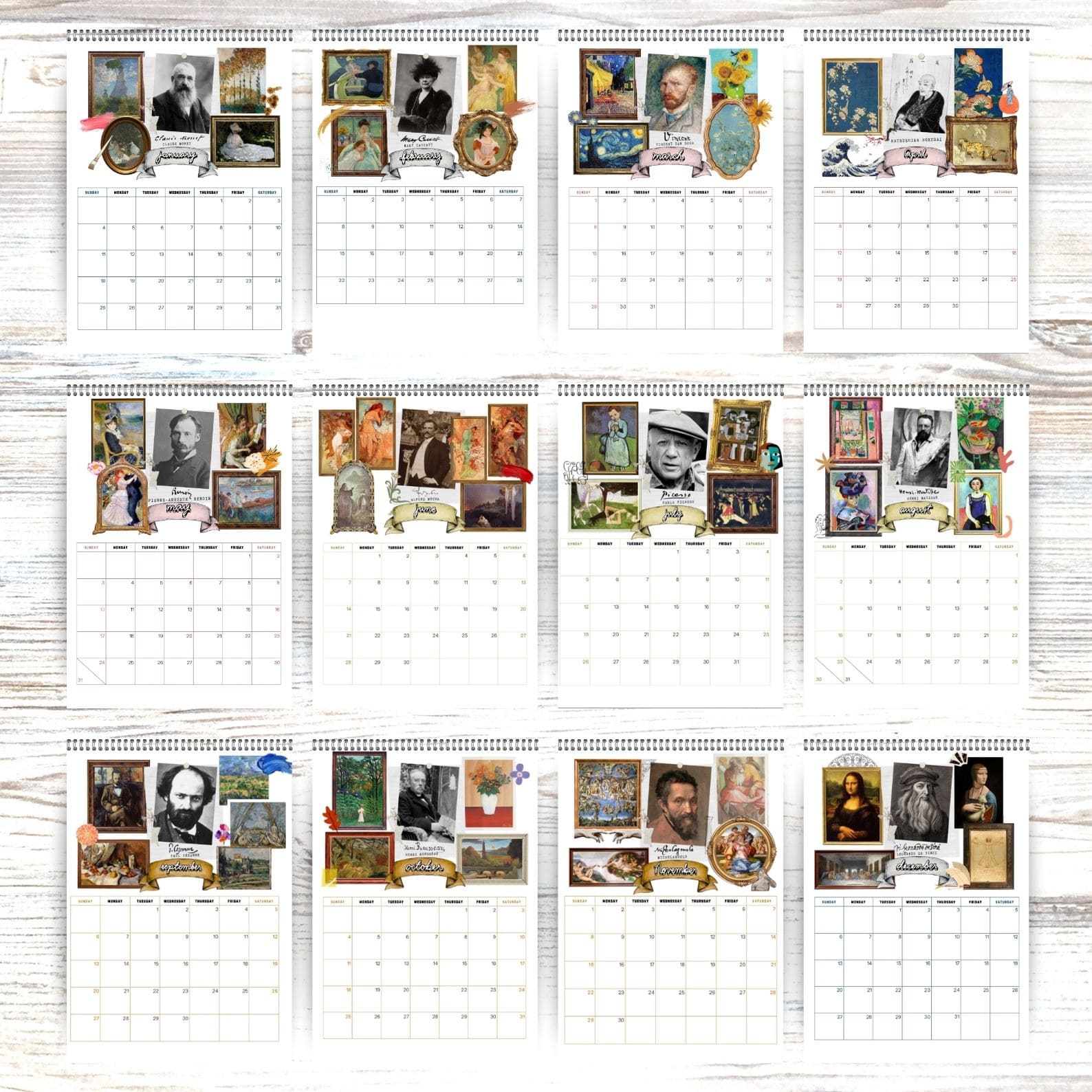 2026 Art Calendar for Kids for school and homeschool