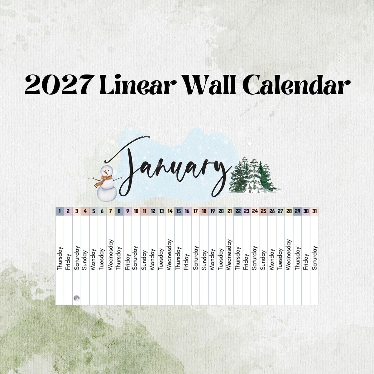 2027 Montessori Linear Calendar
