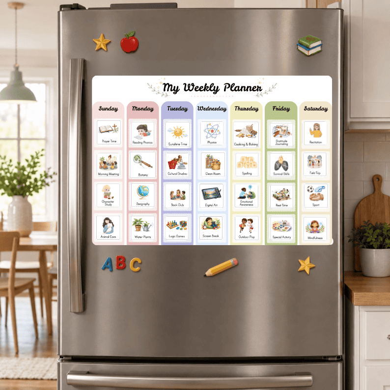 Weekly Planner & 210 Visual Routine Cards for Kids | Homeschool Schedule & Visual Planning System
