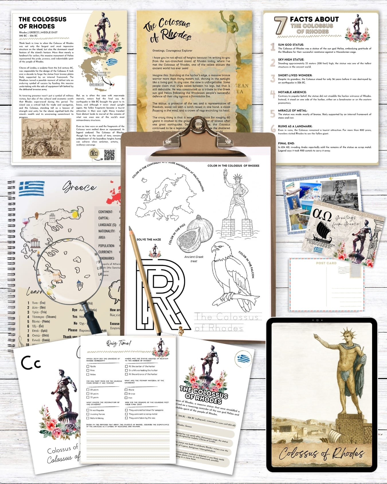 Colossus of Rhodes Unit Study | Homeschool Study Pack (Ages 7–14)