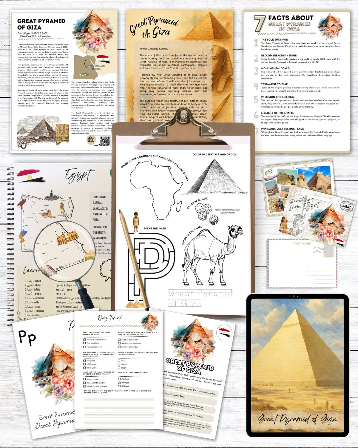 Pyramid Study Guide Great Pyramid of Giza Unit Study | Ancient Egypt Homeschool Pack Ages 7 ...