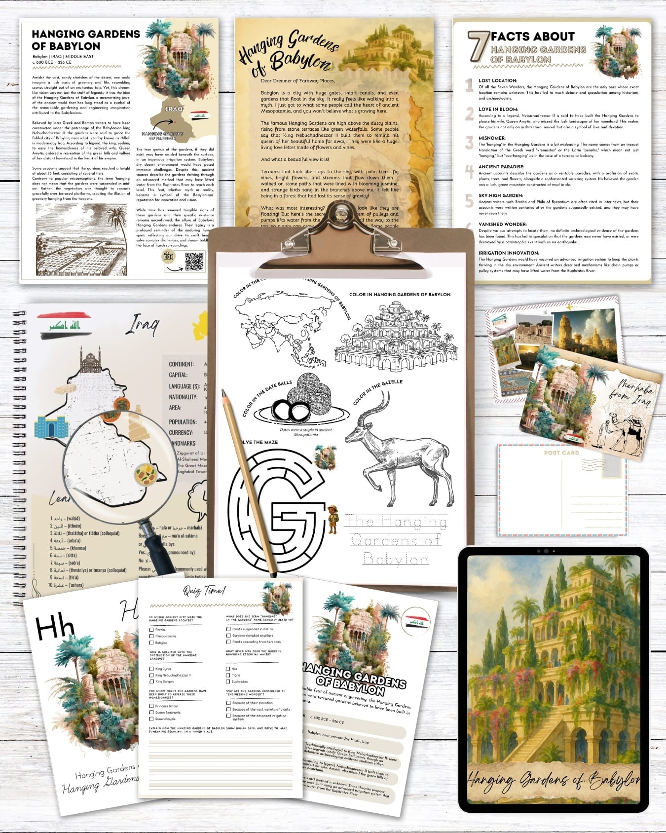 Hanging Gardens of Babylon Unit Study | Homeschool Study Pack (Ages 7–14)