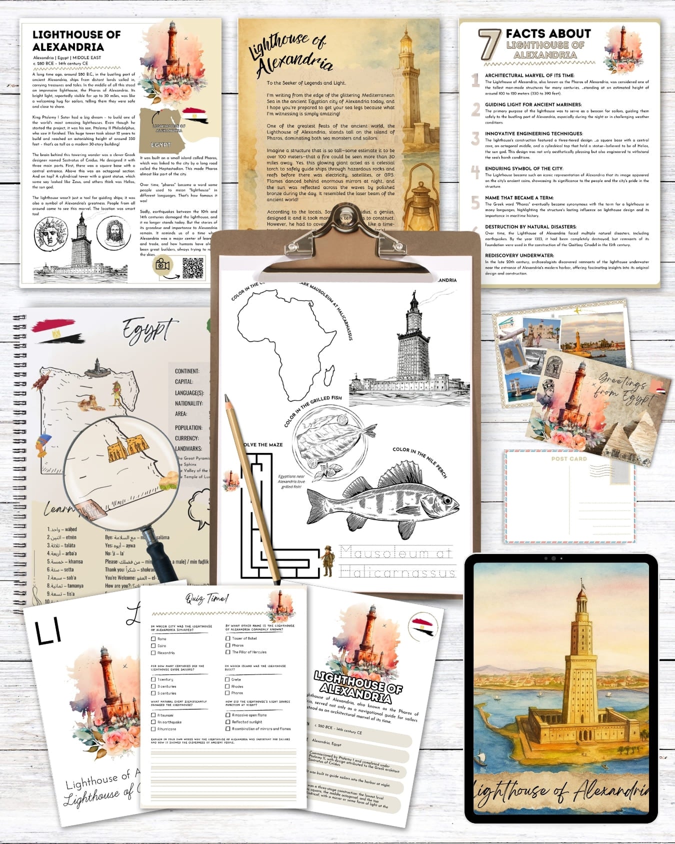 Lighthouse of Alexandria Unit Study | Homeschool Study Pack (Ages 7–14)
