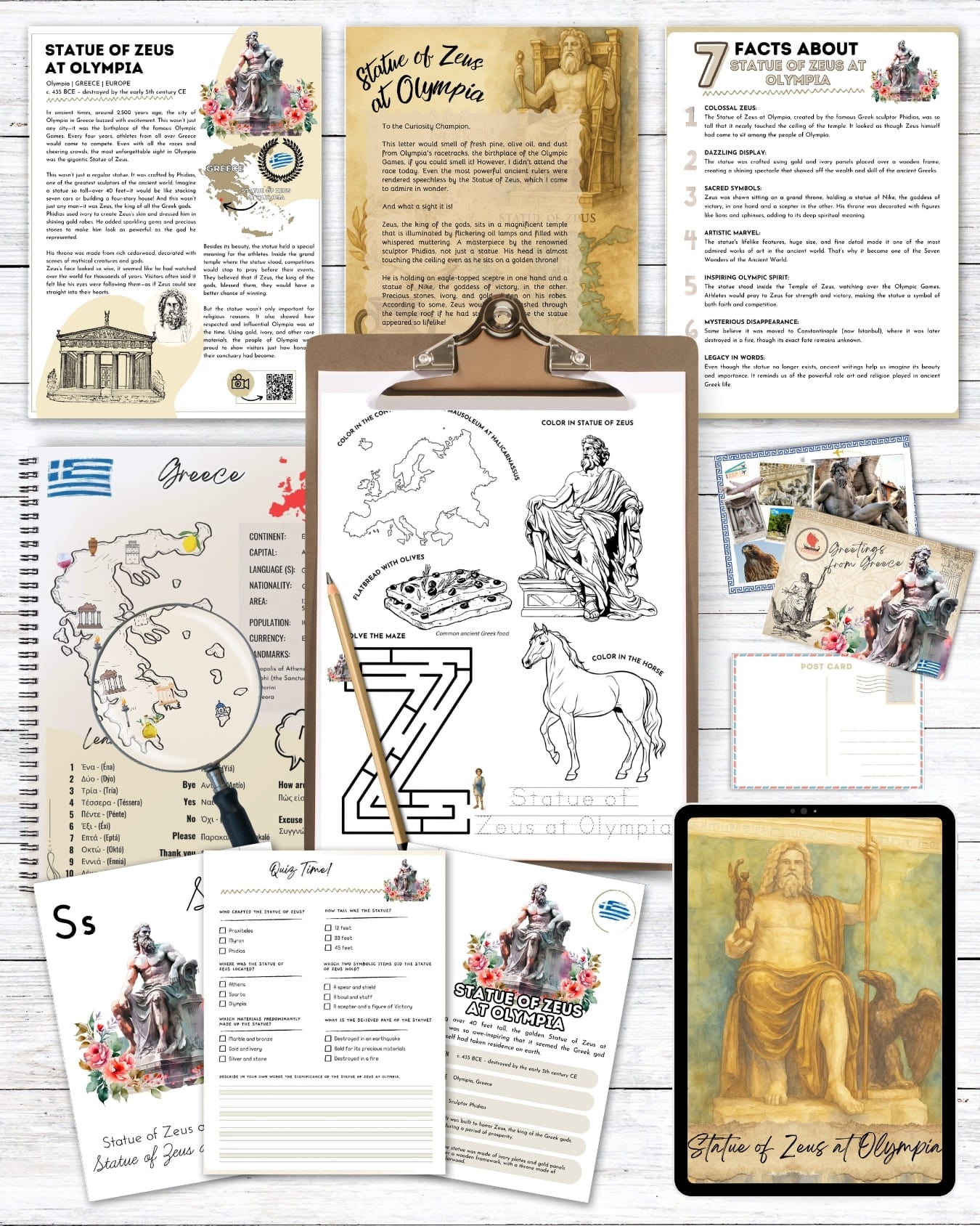 Statue of Zeus Unit Study | Homeschool Study Pack (Ages 7–14)