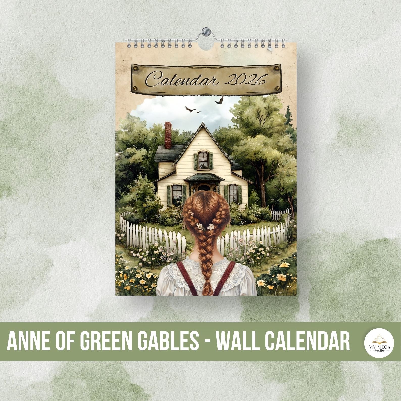 Homeschool printable calendar featuring vintage Anne Shirley artwork