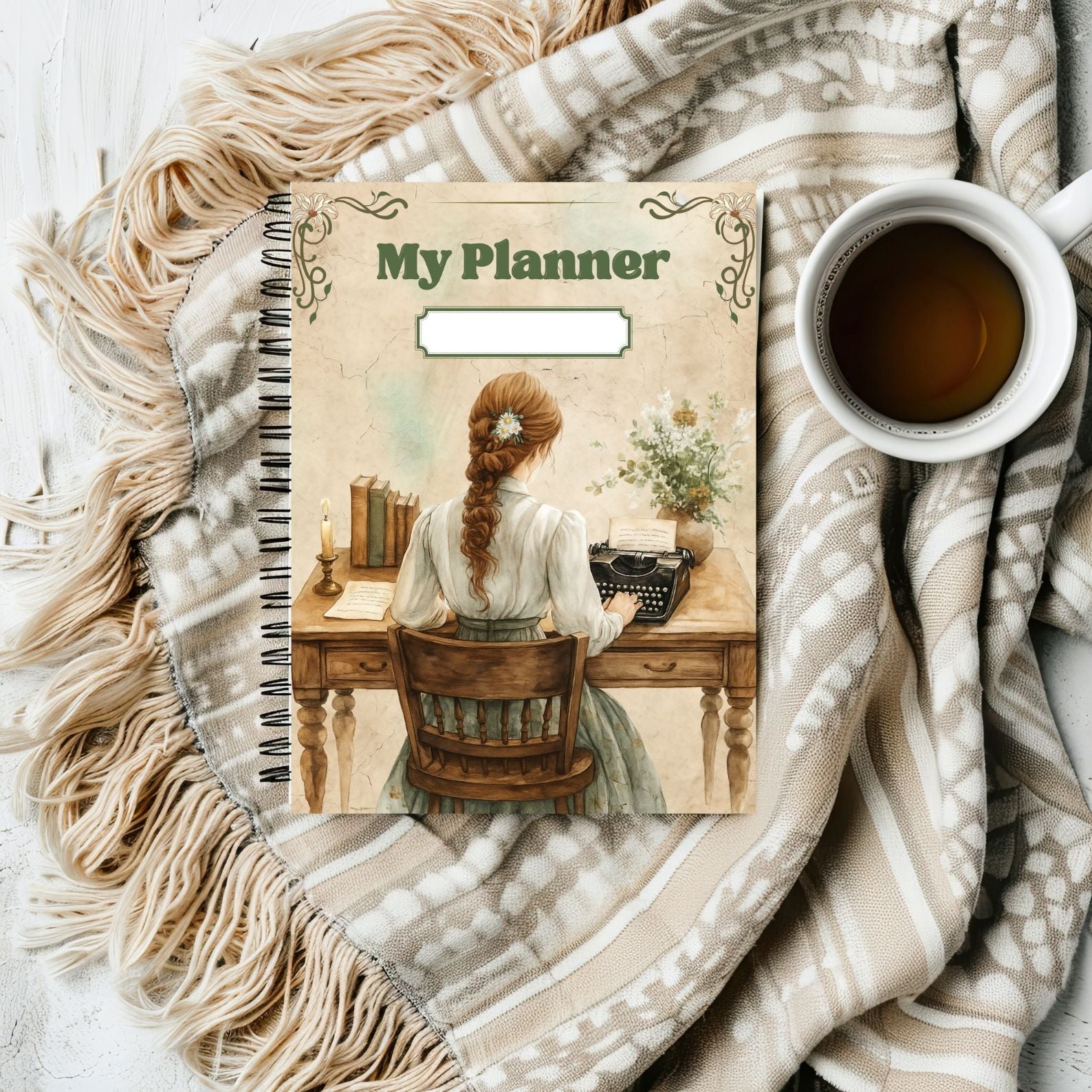 Anne of Green Gables printable planner cover page with floral design