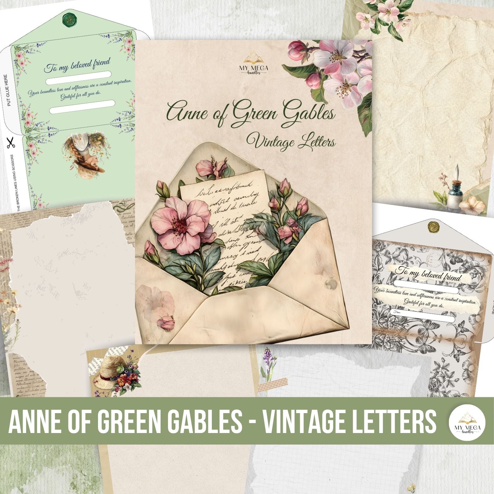Anne of Green Gables vintage letter paper and envelope set printable
