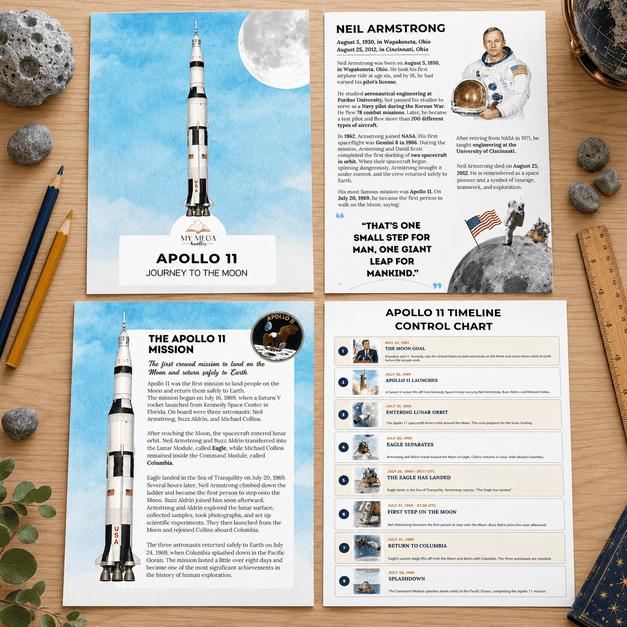 Apollo 11 Unit Study Printable — Journey to the Moon, Ages 6–12