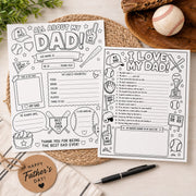 Baseball Dad Father's Day Printable Gift Pack — Coloring Pages, Certificate & Coupons