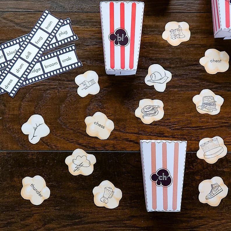 Blends and Digraphs (Popcorn and Movies themed)