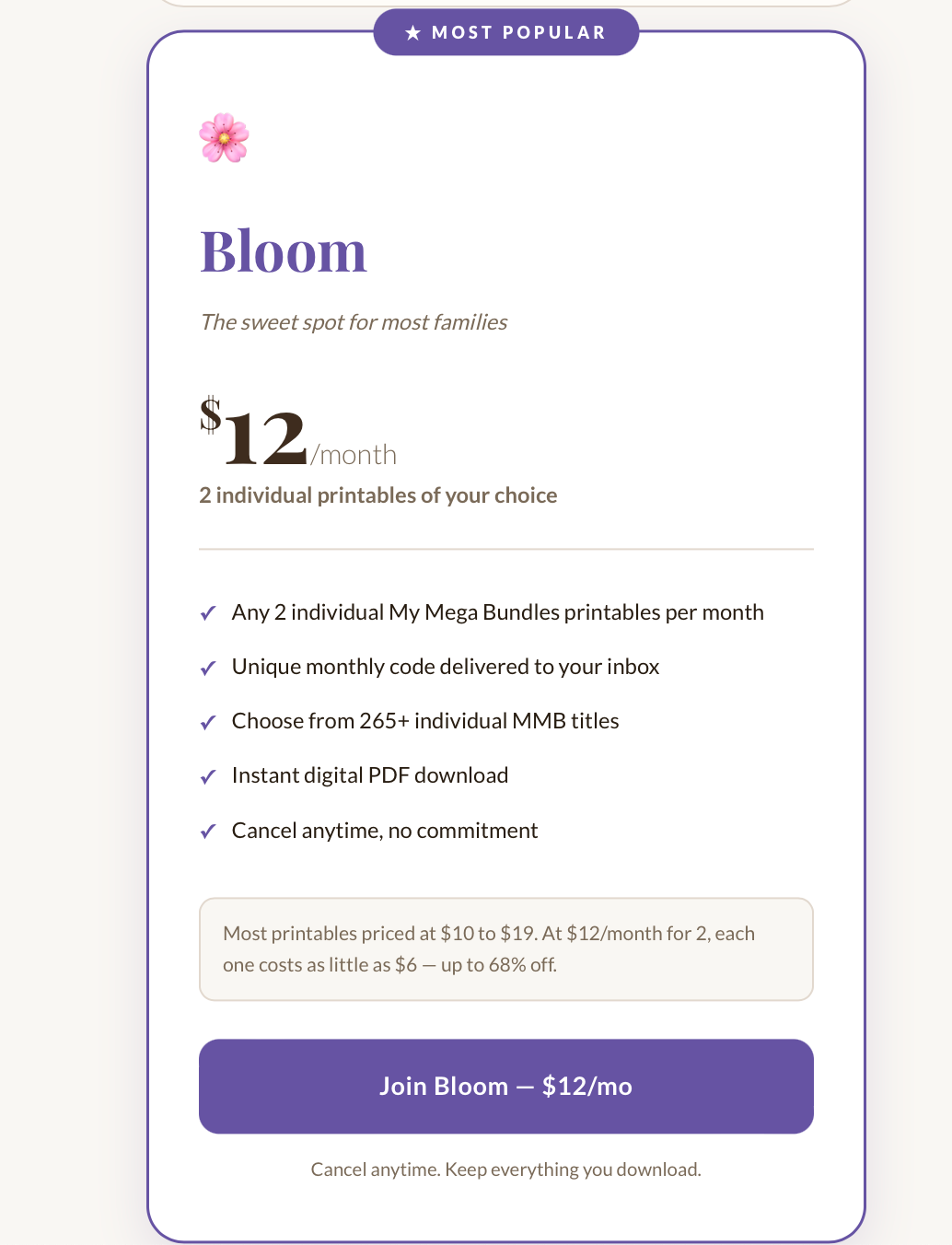 Bloom | Pick 2 Printables Every Month