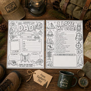 Camping Dad Father's Day Printable Gift Pack — Coloring Pages, Certificate & Coupons