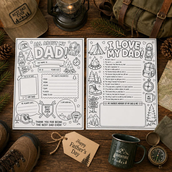 Camping Dad Father's Day Printable Gift Pack