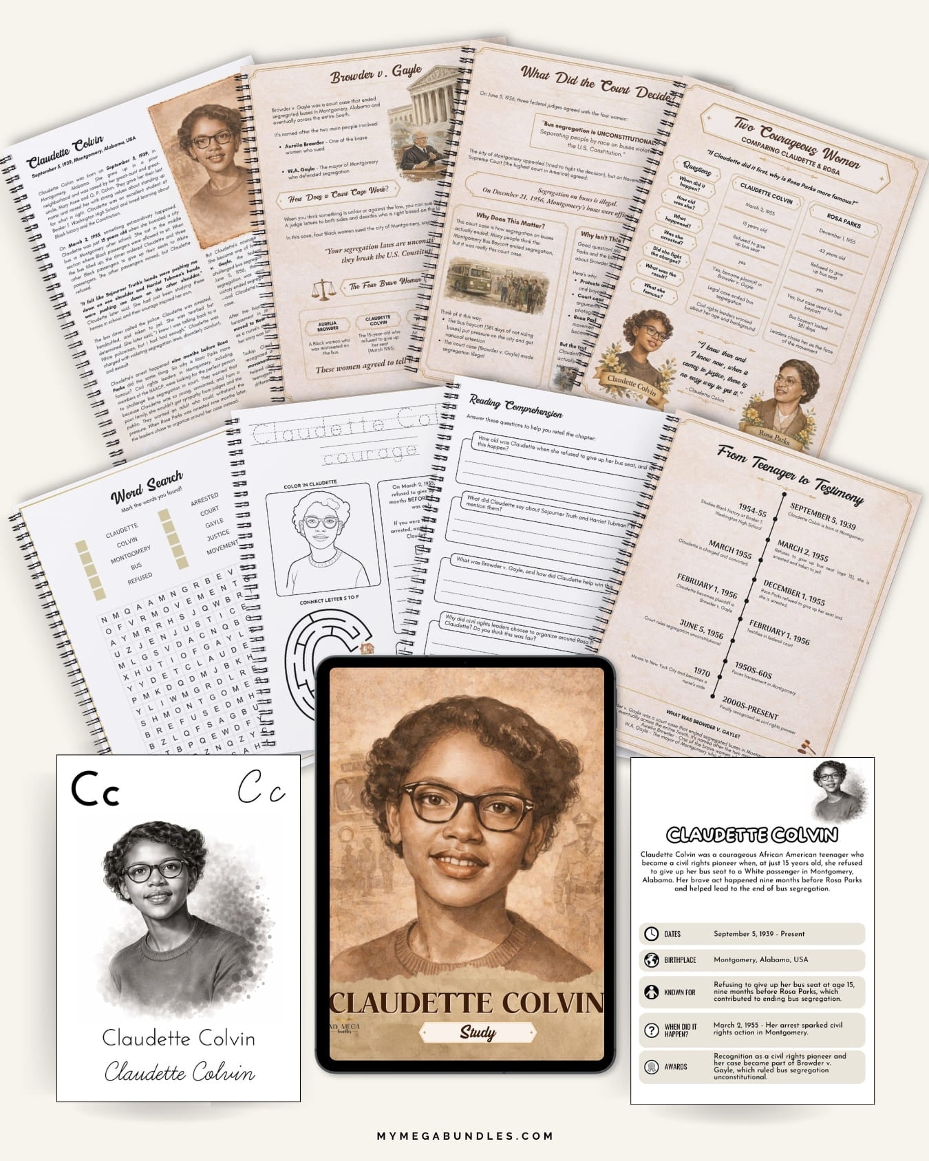 Claudette Colvin Study Pack | Black History Homeschool Printable (Ages 8–14)