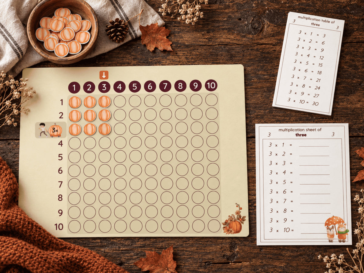 Montessori DIY Multiplication Board Fall Edition