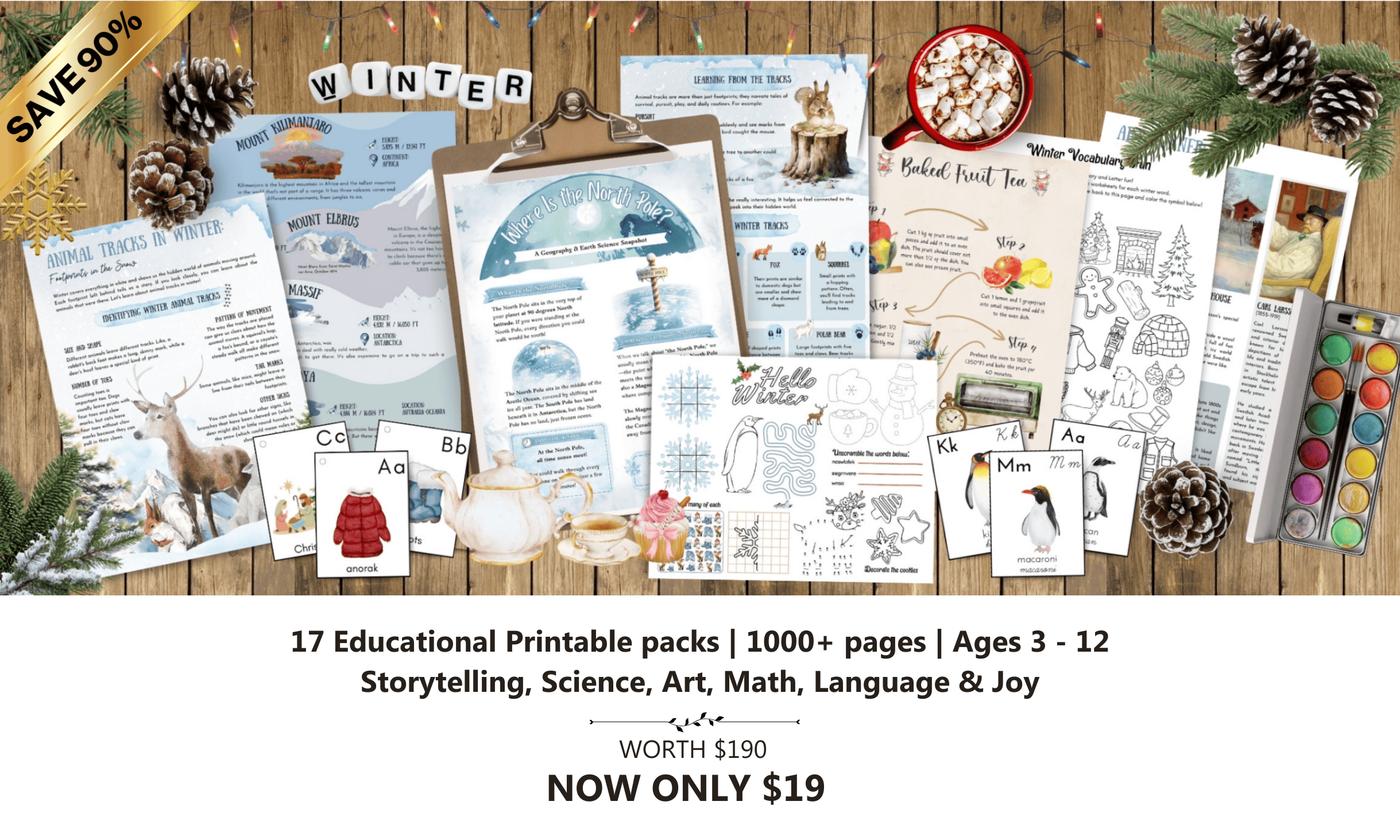 Enchanted Winter Bundle homeschool printables collection