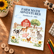 Farm Math Printable — Numbers 1–100, 74 Pages, Ages 3–7