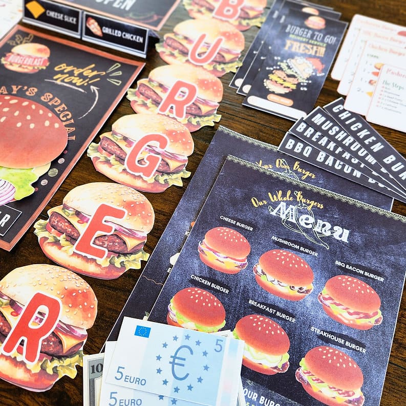 Hamburger Pretend Play Set Printable