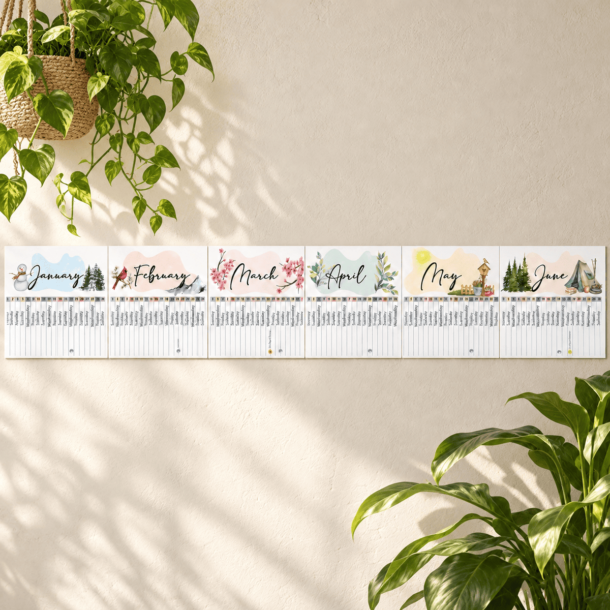 Montessori Linear Calendar 2027 — Printable Linear Wall Calendar