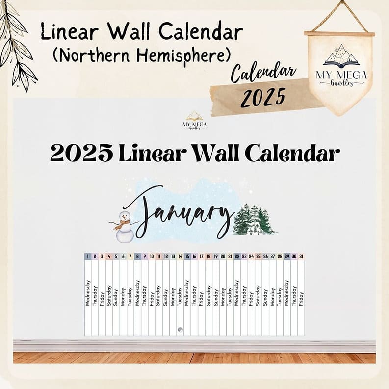 Linear Montessori Calendar School Year - NH - 2025