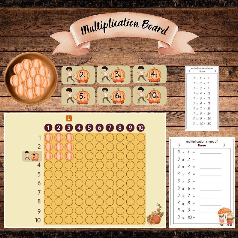 Montessori DIY Multiplication Board Fall Edition