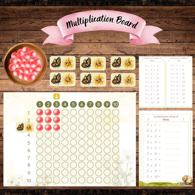 Montessori DIY Multiplication Board Spring Edition