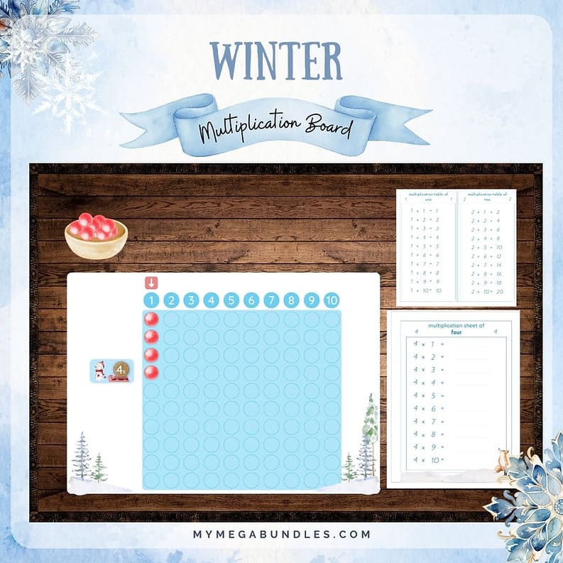 Montessori Inspired DIY Winter Themed Multiplication Board Kit