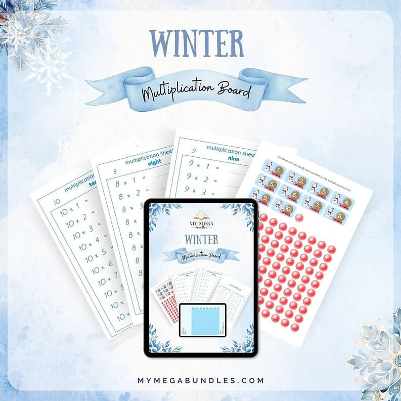 Montessori Inspired DIY Winter Themed Multiplication Board Kit