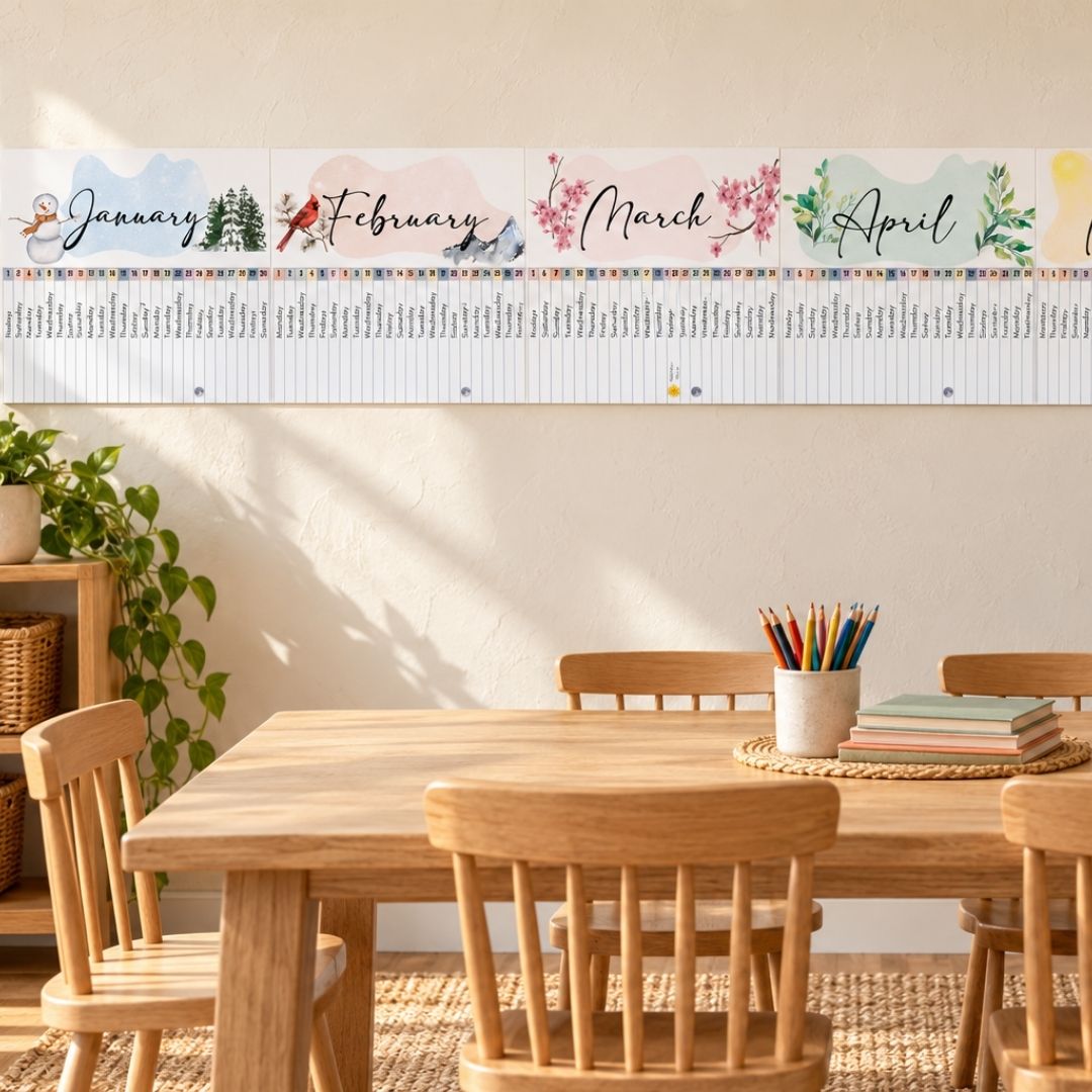 Montessori Linear Calendar 2027 — Printable Linear Wall Calendar