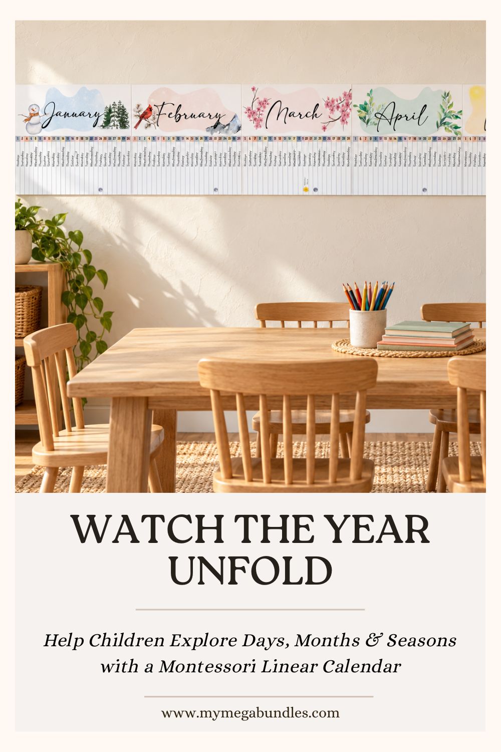 Montessori Linear Calendar 2027 Printable