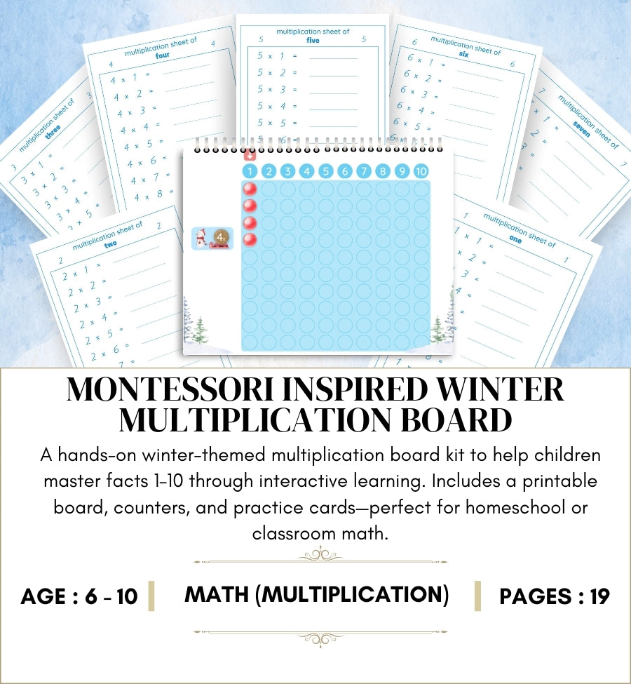 Montessori Inspired Winter Multiplication Board