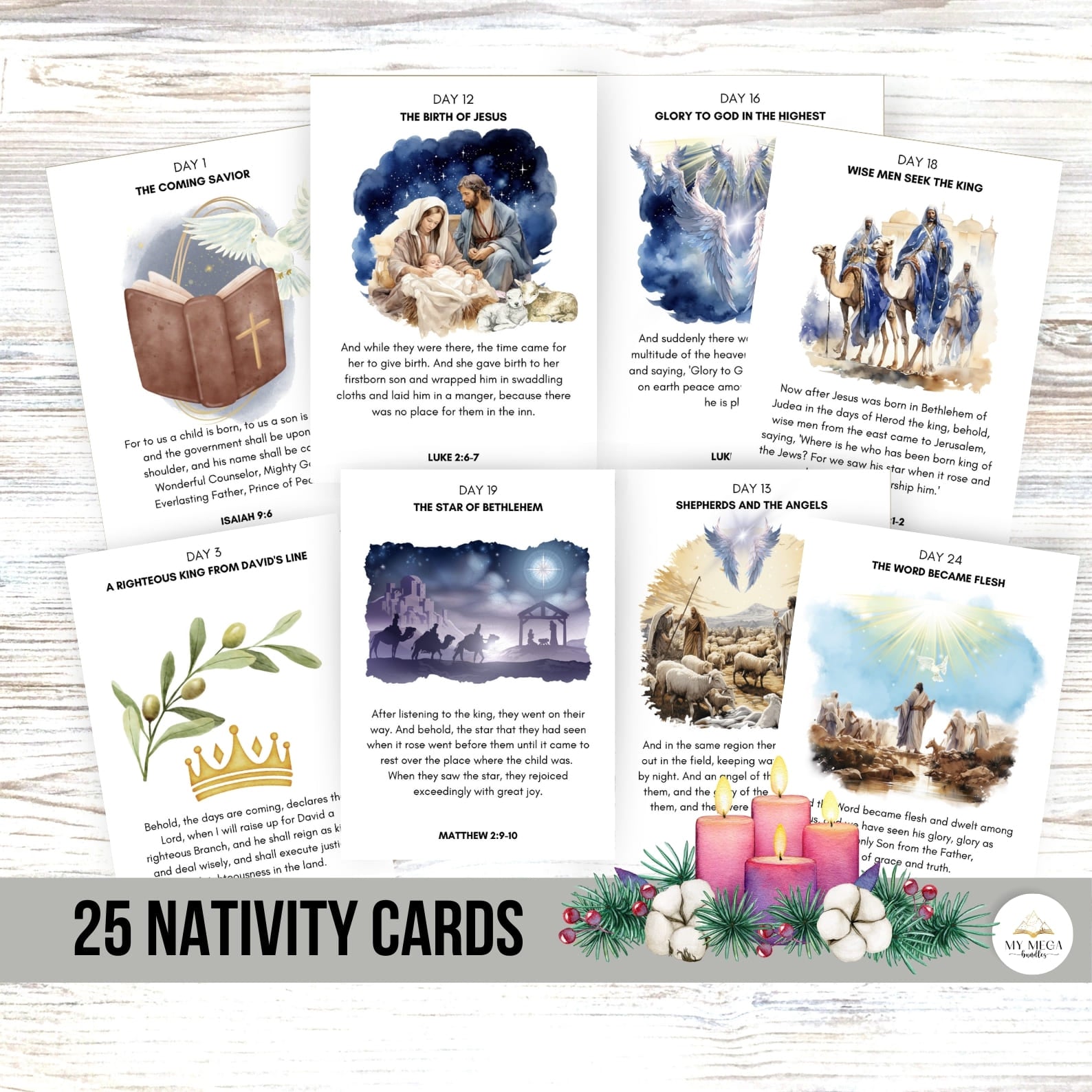 25 Nativity Cards Printable – Scripture Advent for Kids + Bonus Poems