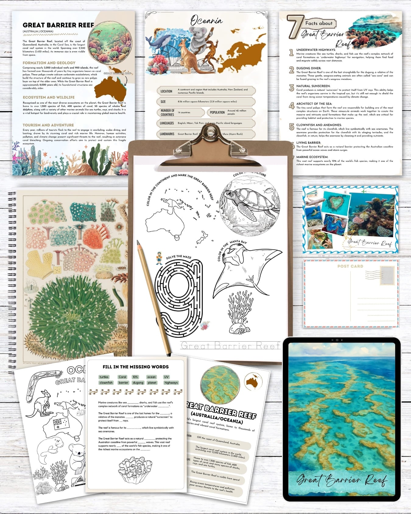 Great Barrier Reef Unit Study | Homeschool Study Pack (Ages 7–14)