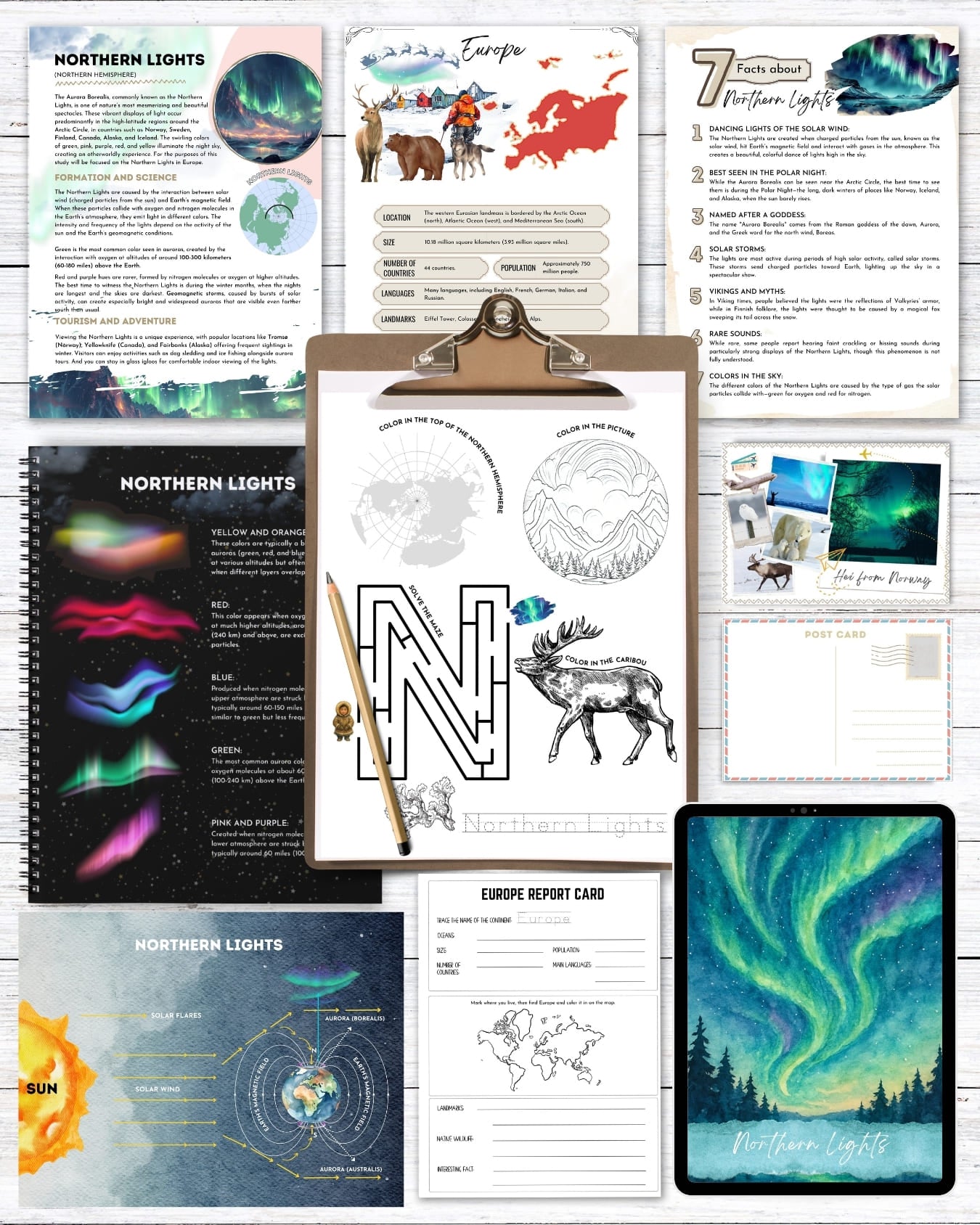 Northern Lights Unit Study | Homeschool Study Pack (Ages 7–14)