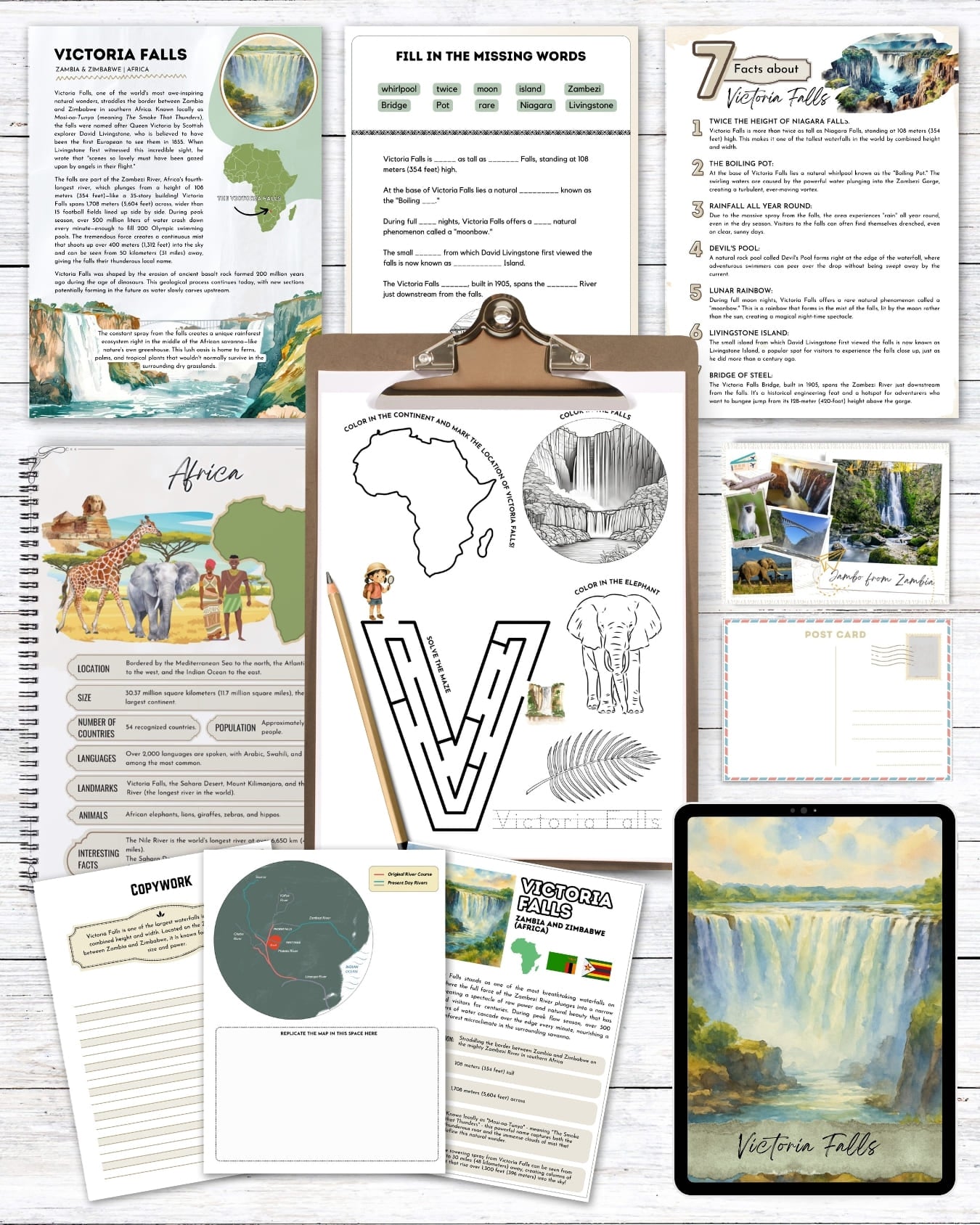 Victoria Falls Unit Study | Homeschool Study Pack (Ages 7–14)