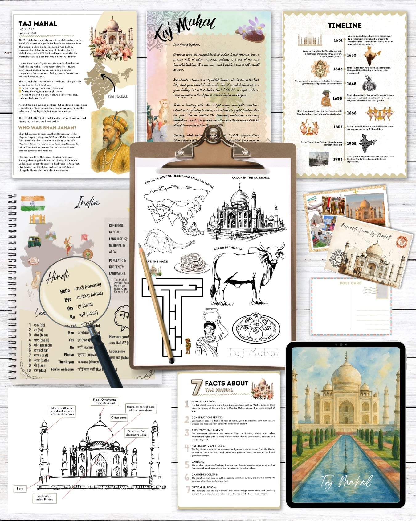 Taj Mahal Unit Study | Homeschool Study Pack (Ages 7–14)