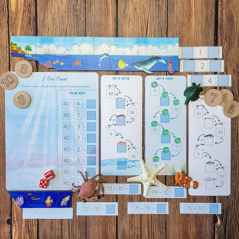 Ocean Themed Counting in Color and Black&White
