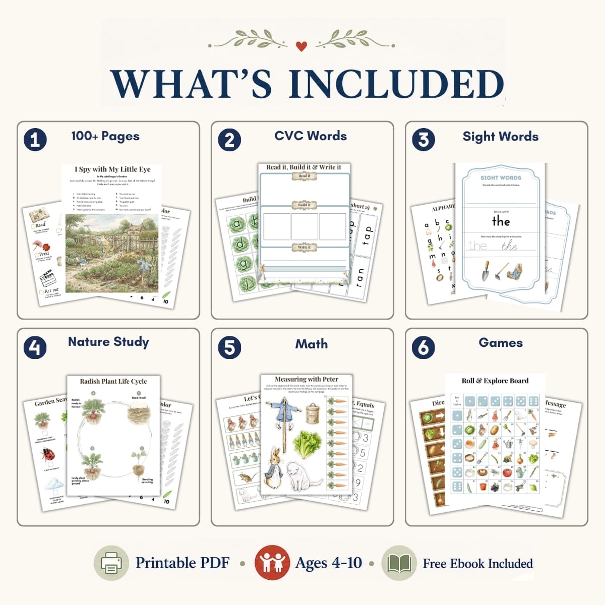 Peter Rabbit Activity Book for Kids | 100+ Printable Literacy, Math & Nature Activities
