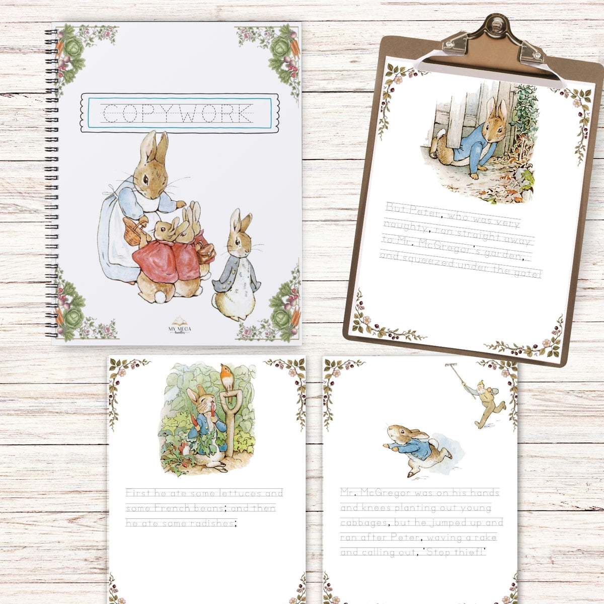 Peter Rabbit Copywork Journal in print and cursive