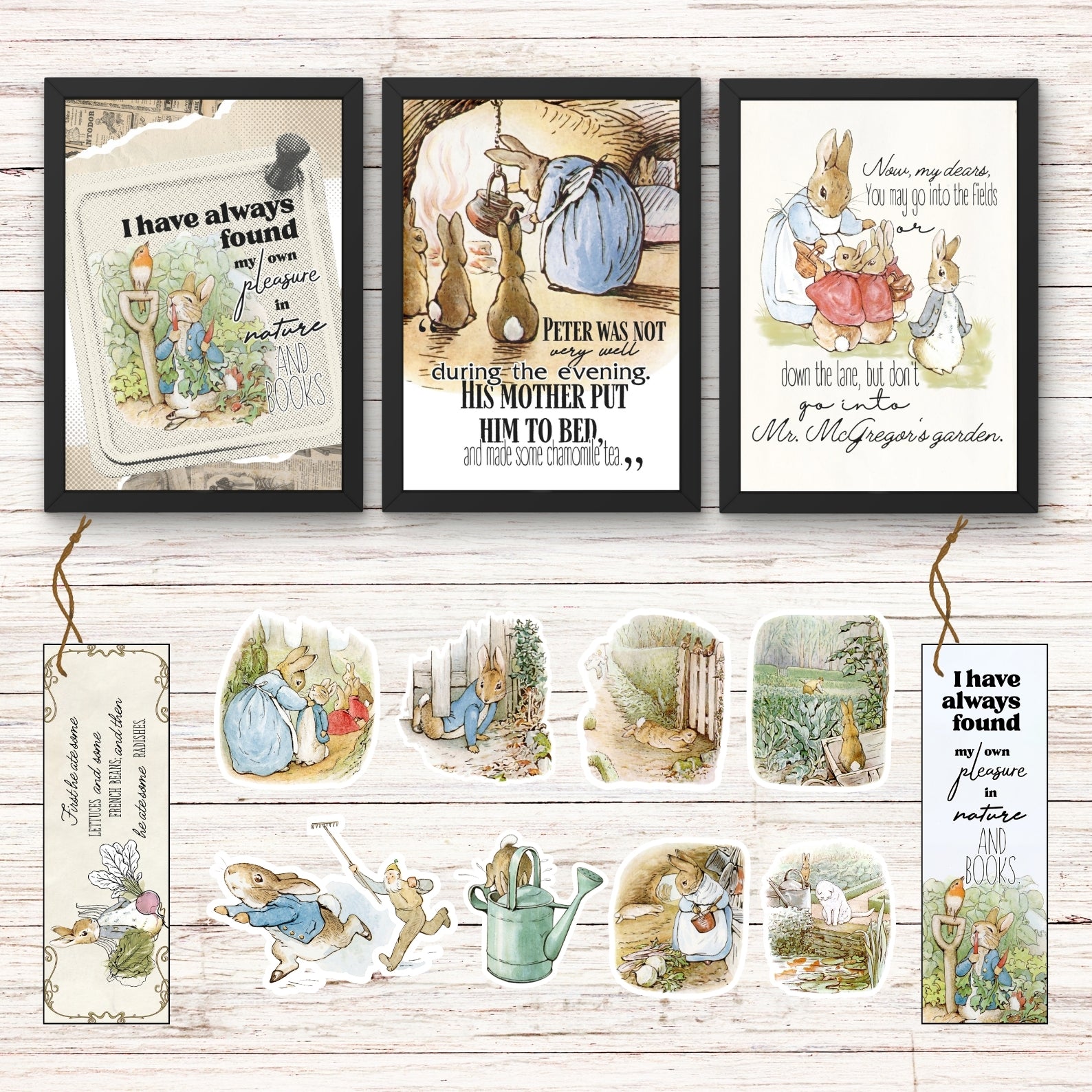 Peter Rabbit Posters, Stickers & Bookmarks — Beatrix Potter Printable Set
