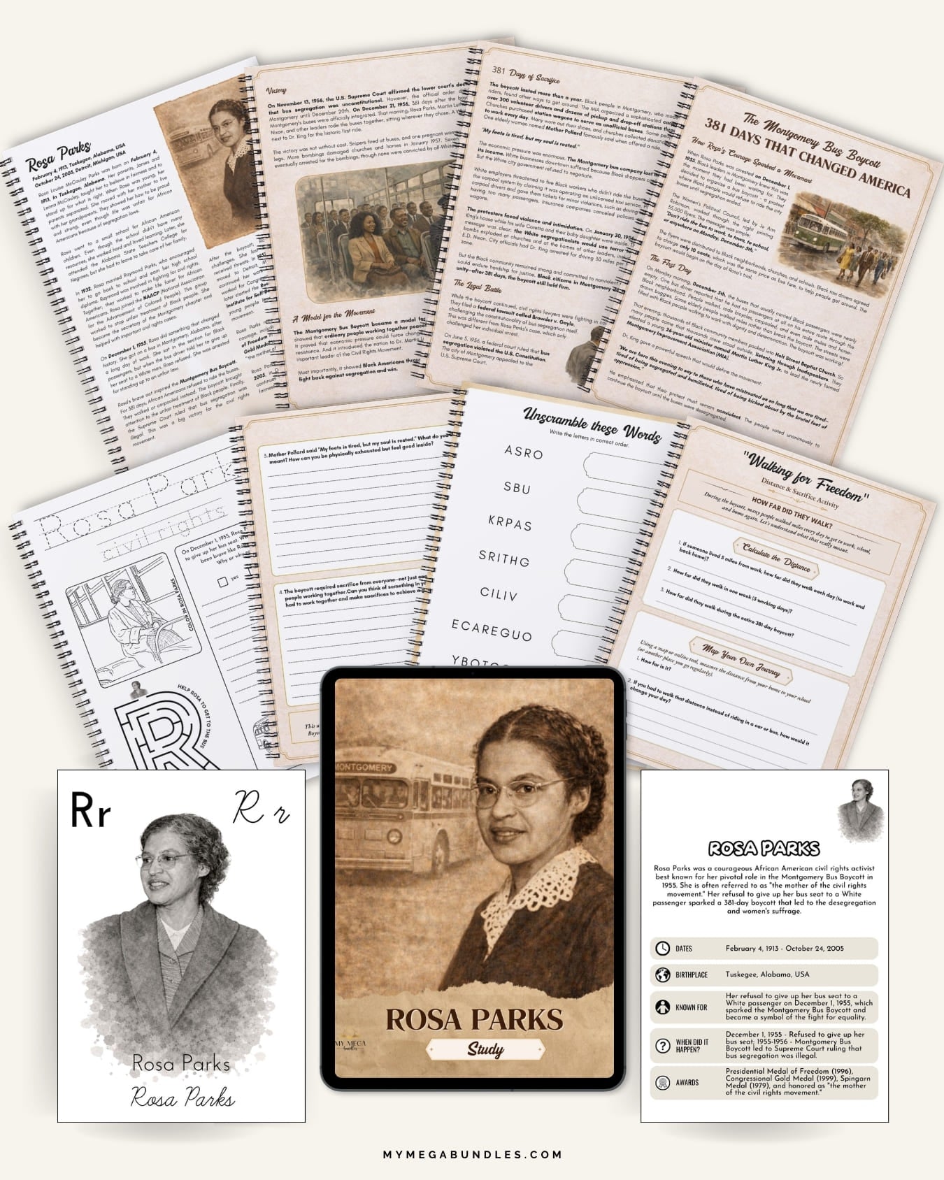 Rosa Parks Study Pack | Black History Homeschool Printable (Ages 8–14)