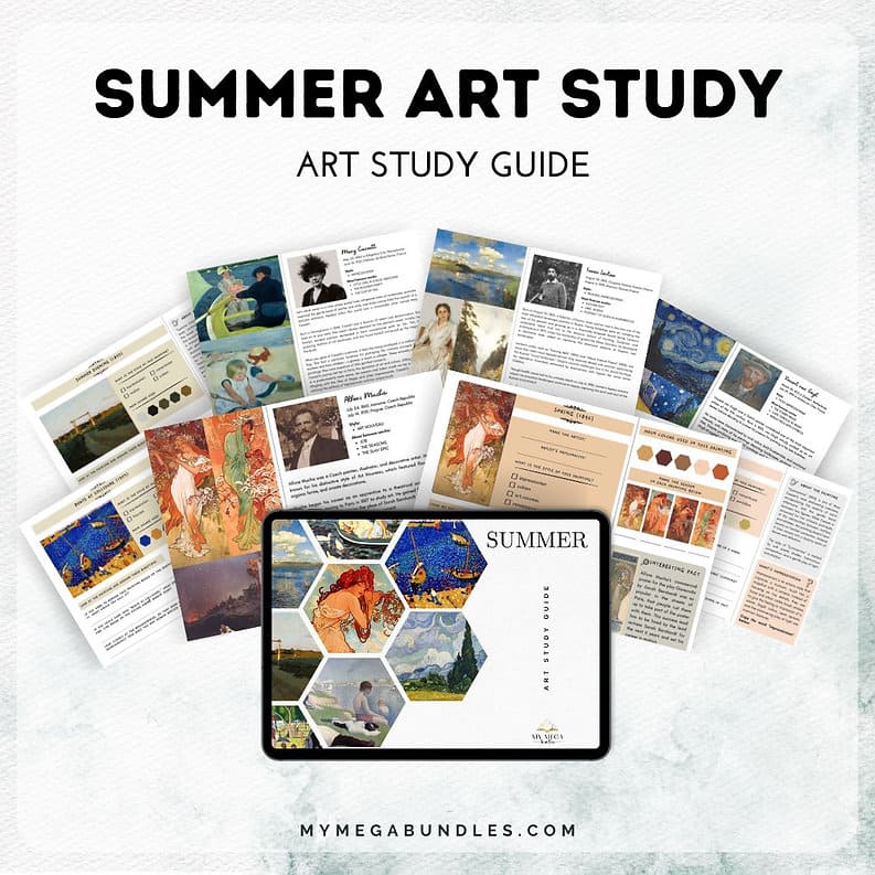 Summer Art Masterpieces Study Pack for Kids Printable Study