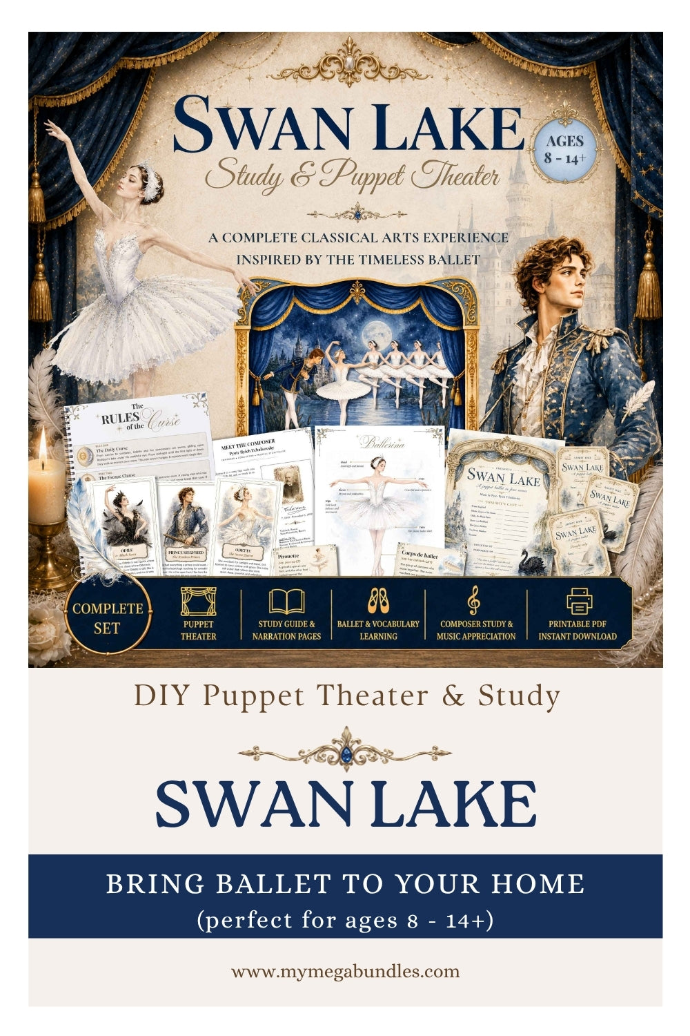 Tchaikovsky & Swan Lake Ballet Study — Printable DIY Puppet Theater, Composer Study & Ballet Aesthetic Learning