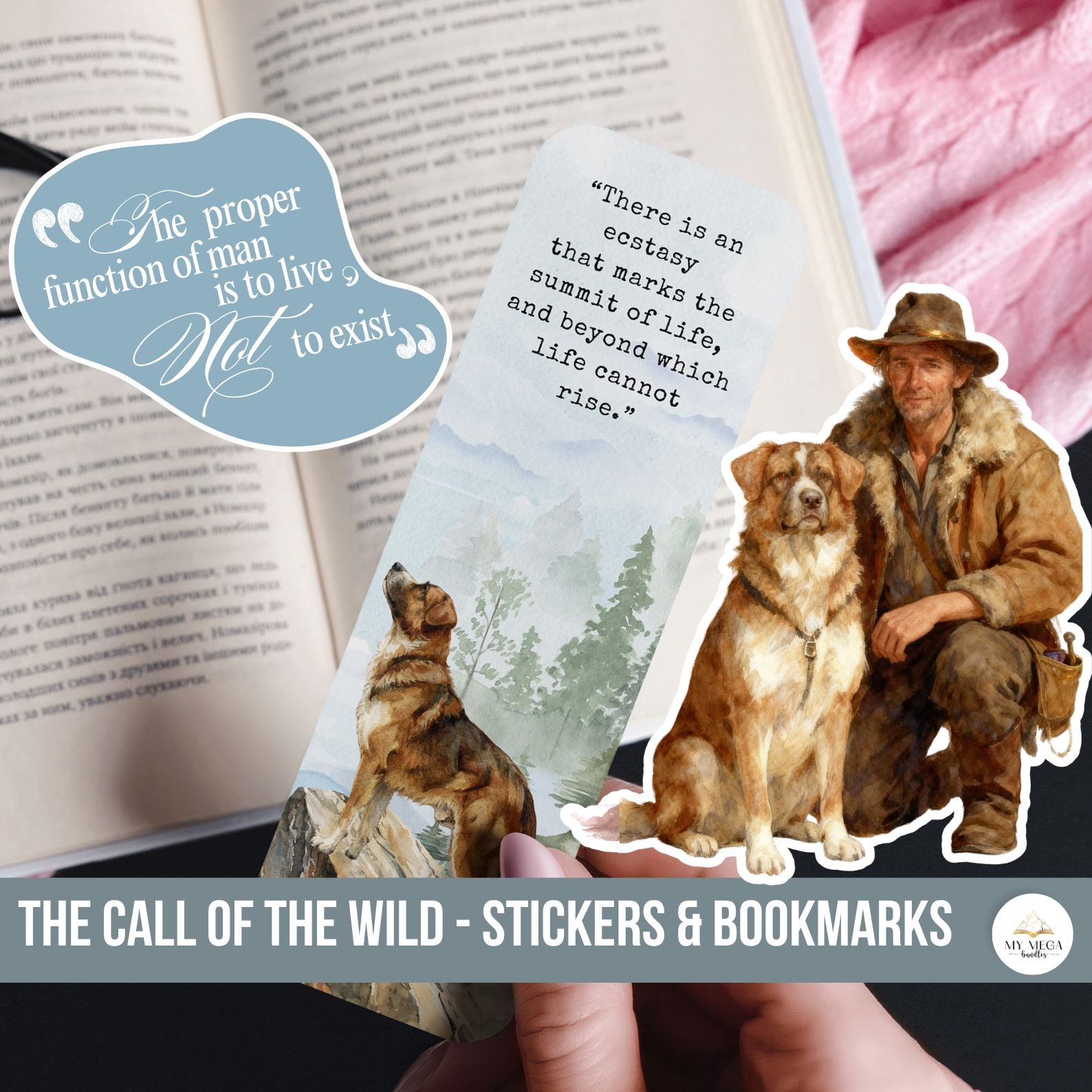 Homeschool printable bookmarks and stickers for The Call of the Wild book study