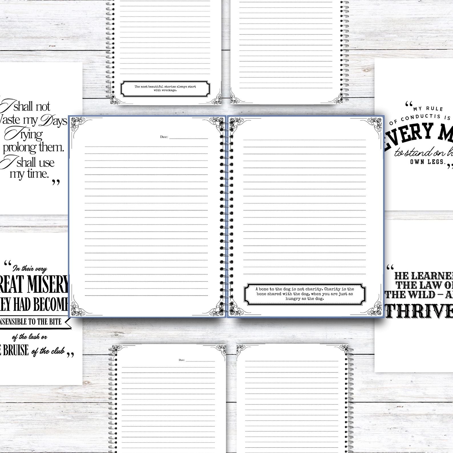 Sample quote and journaling page from Jack London’s novel