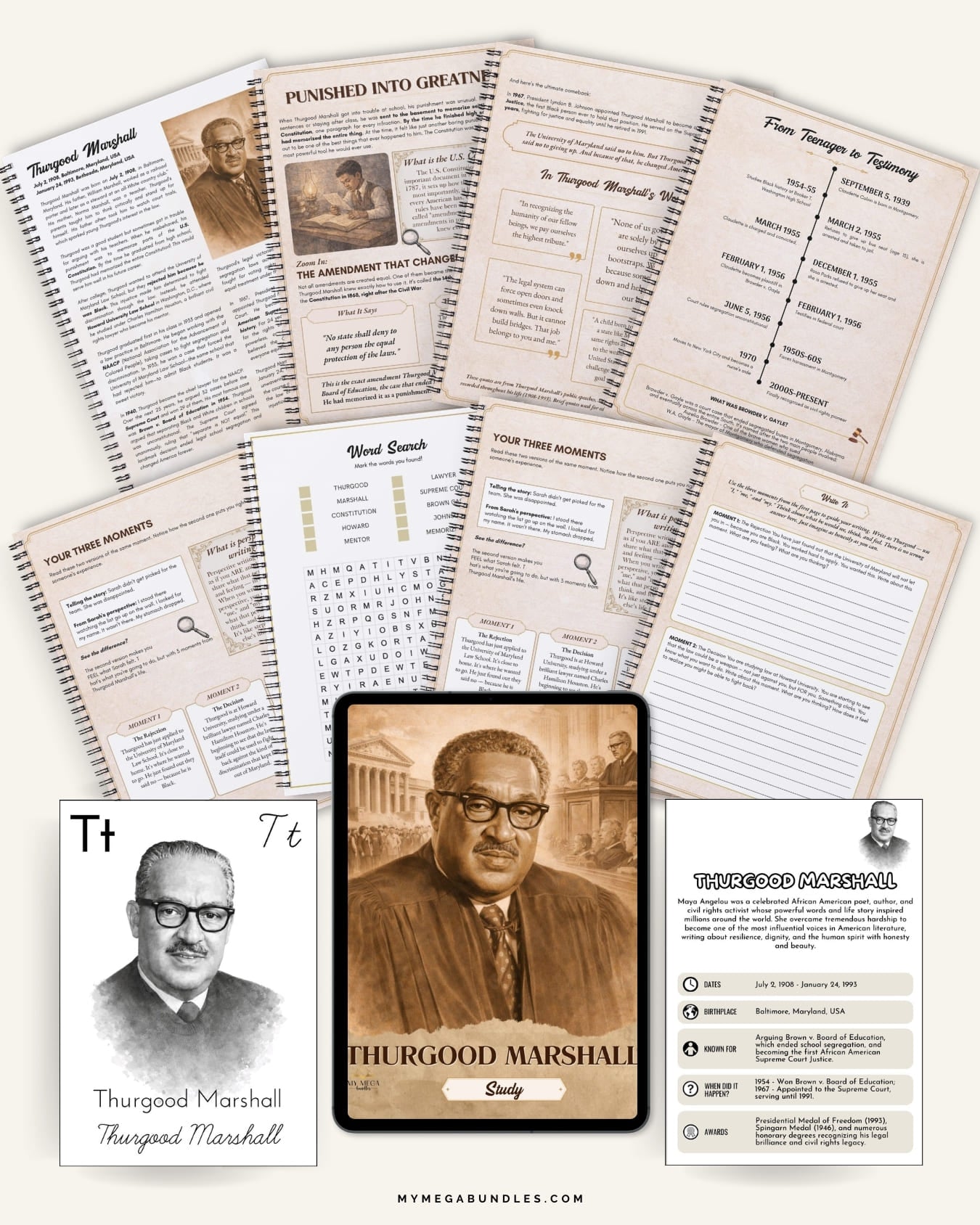 Thurgood Marshall Study Pack | Black History Homeschool Printable (Ages 8–14)