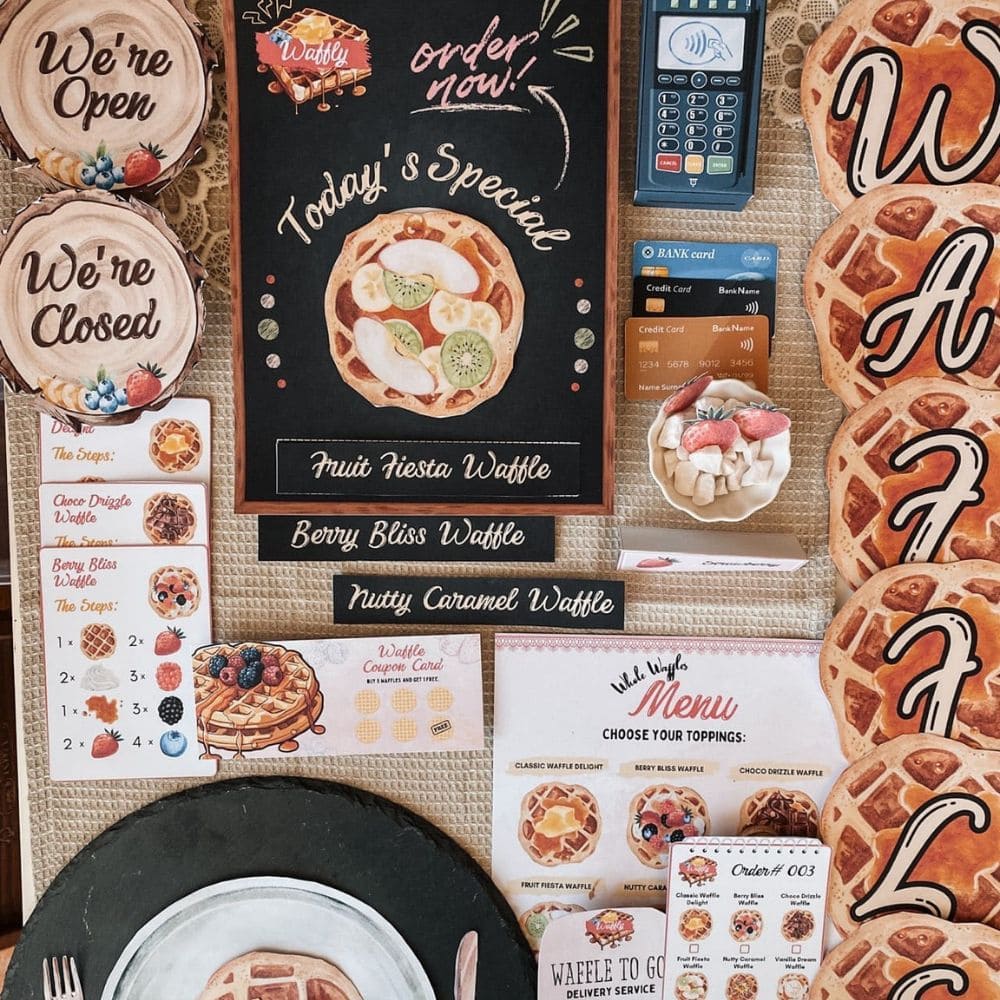 Waffle Shop Pretend Playset Printable