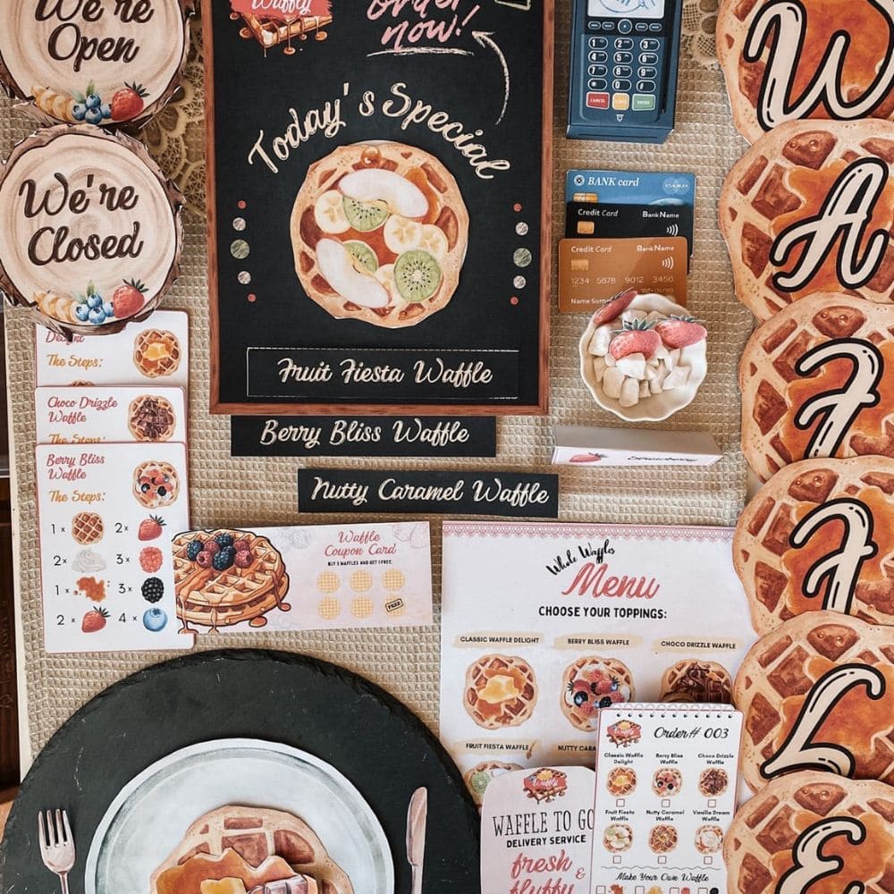 Waffle Shop Pretend Playset Printable