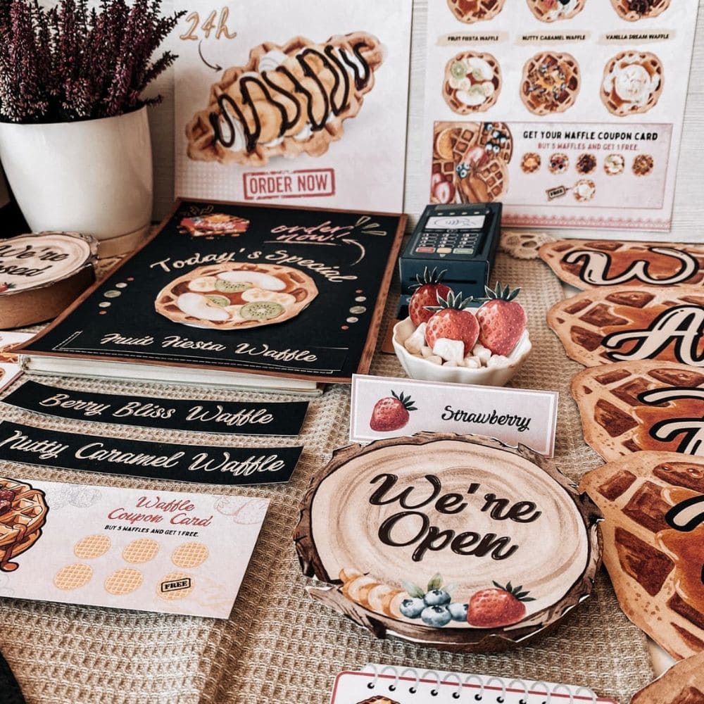 Waffle Shop Pretend Playset Printable